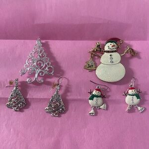 Two sets of pins with earrings